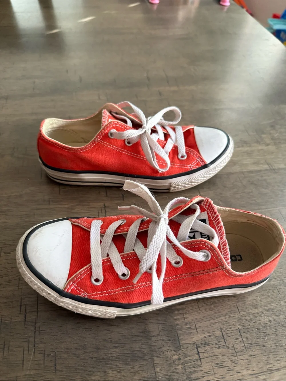 Converse Kids Low-Top Canvas Sneakers in Orange-Red with White Accents